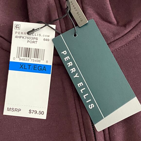 Perry Ellis Men's XLT Big & Tall 1/4 Zip Pullover Sweatshirt Dark Red NEW - Picture 10 of 10